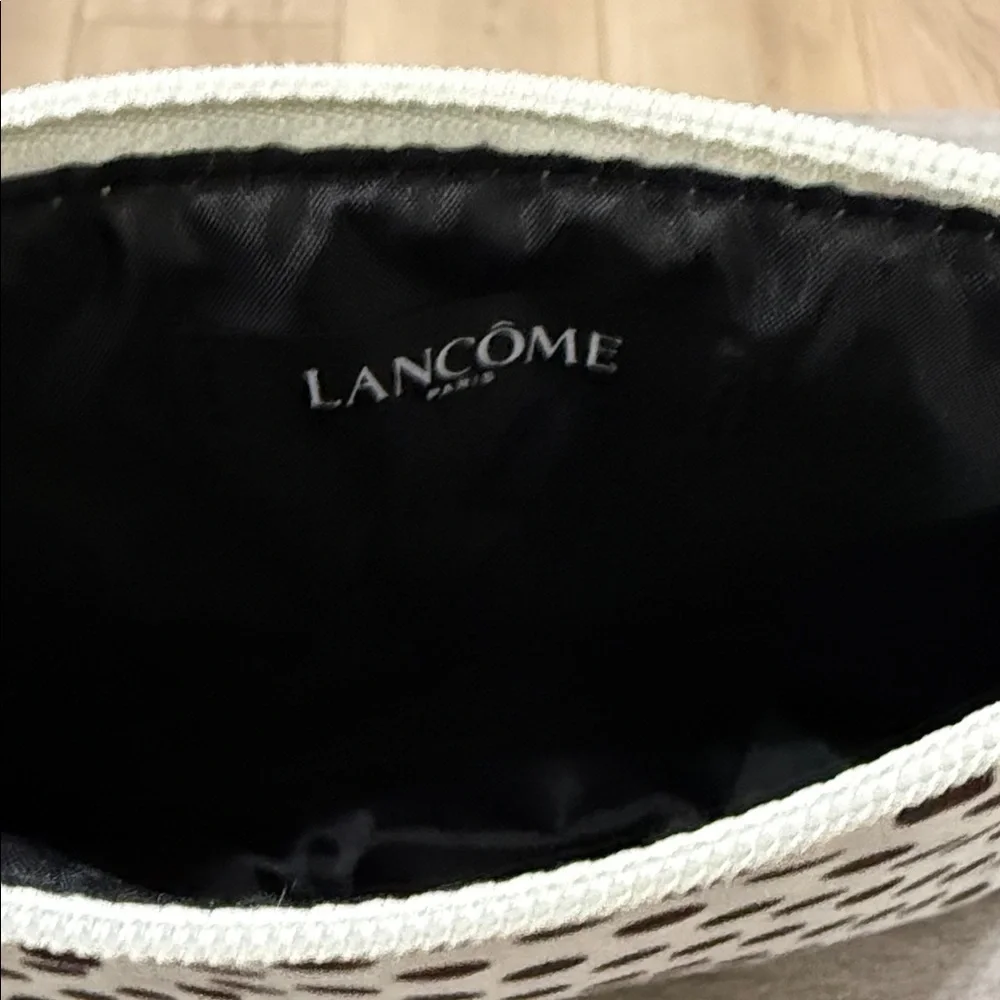 Lancome Cream and Brown Polka Dot Pouch Makeup Bag (M1)